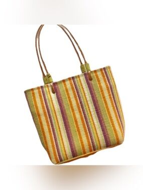 Back to Basics basket weave striped tote